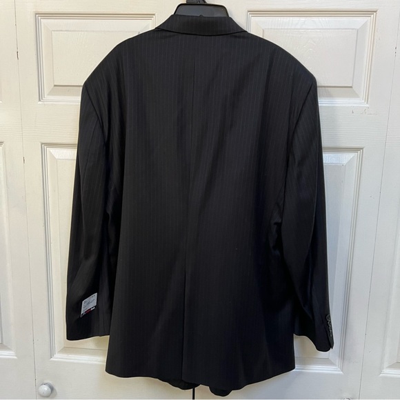 NWT Stafford 100% Wool Mens Black Pinstripe Suit Size 50R - Picture 6 of 14